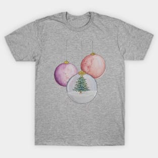 Watercolor Christmas Snow Globe Bauble T-Shirt